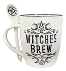 Wicca Sacred Moon Triple Goddess Pentacle Witches Brew Ceramic Mug And Spoon Set