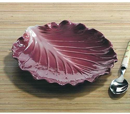 Ebros 9.25" Wide Red Cabbage Leaf Shaped Serving Plate or Dish Platter Set Of 3