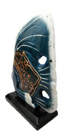 Balinese Wood Handicrafts Blue Tropical Angel Fish Family Set of 3 Figurines
