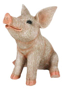 Large Country Farmhouse Adorable Realistic Animal Farm Babe Pig Sitting Statue