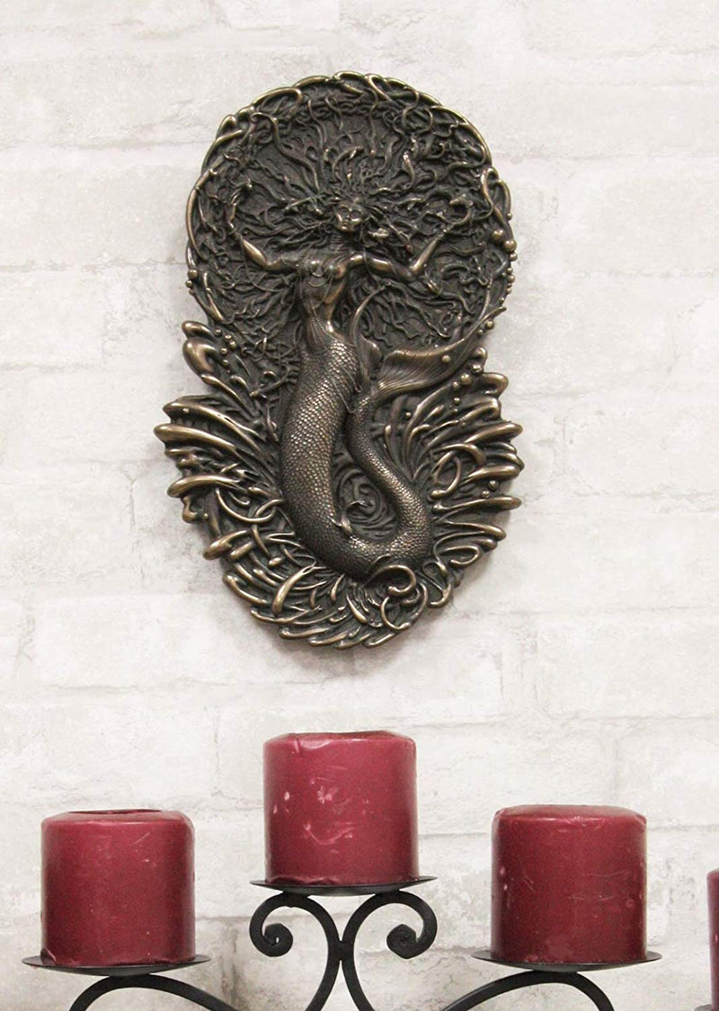 Ebros Celtic Irish Mythology Mermaid Triple Goddess Aine Wall Decor Deity of The Sun Wealth Love Fertility and Sovereignty Hanging Plaque Mother Maiden Crone by Maxine Miller (Bronze Patina Resin) (Bronze Patina Resin)