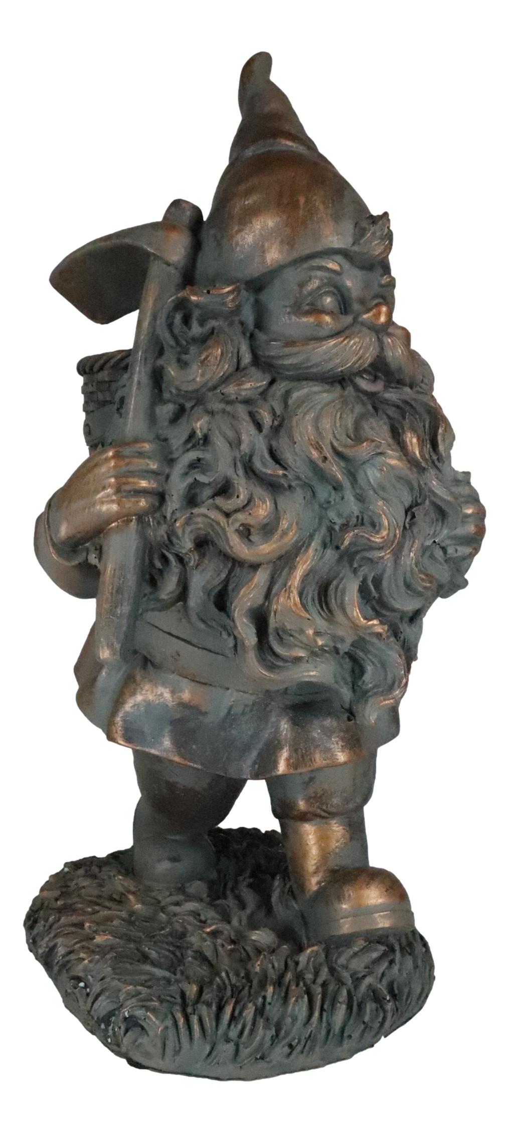 Hiking Garden Gnome With Spade And Wicker Basket Bag Floral Planter Vase Statue - Ebros Gift