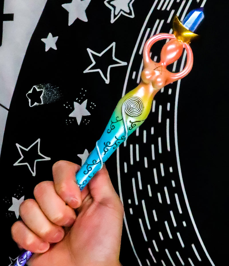 Ebros Rainbow Chakra Zone Yoga Spiral Goddess Magic Wand Cosplay Prop 14"L