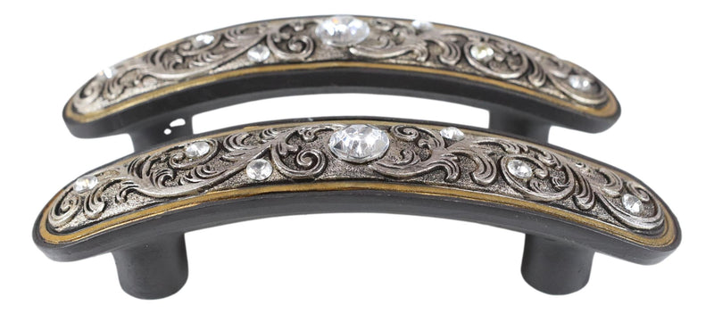 Set Of 6 Rustic Floral Filigree Scroll Silver Bling Drawer Cabinet Bar Pulls 9"L