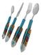 Southwest Chic Indian Turquoise Feather Flatware 4 Spoon Teaspoon Fork Knife Set