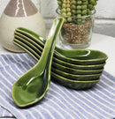 Ebros Made In Japan Modern Glazed Ceramic  Shades Of Green Soup Spoons Set Of 6