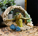 Ebros Nautical Marine Green Sea Turtle Swimming By Coral Reef Decor Figurine 6"L