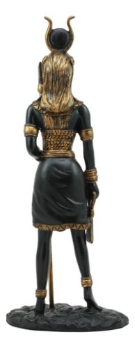 Ebros Egyptian Goddess Hathor Holding Ankh Statue 12.5"Tall Deity of Motherhood Music And Dance Figurine - Ebros Gift
