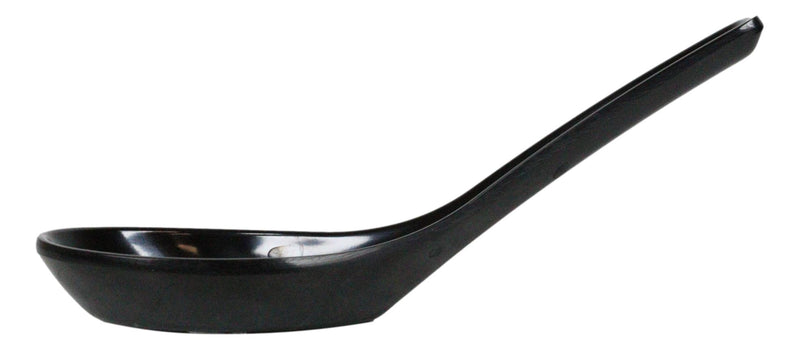Glossy Black Melamine Soup Spoons Pack Of 6 Set Restaurant Supply Food Spoon
