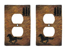 Set of 2 Western Horse Pine Trees Silhouette Wall Double Receptacle Outlet Plate