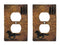 Set of 2 Western Horse Pine Trees Silhouette Wall Double Receptacle Outlet Plate