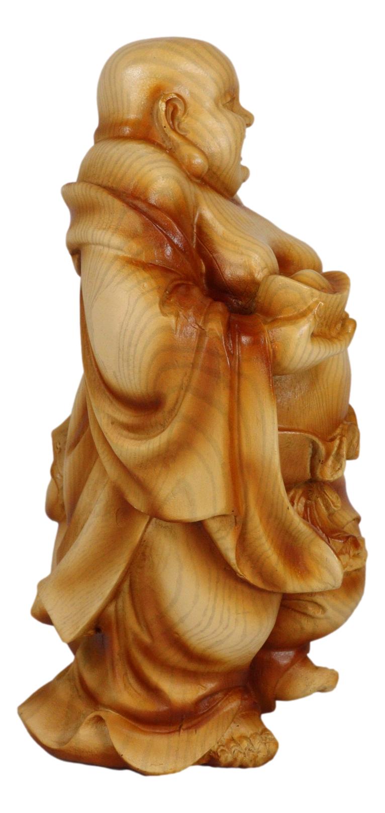 Ebros Feng Shui Hotei Happy Buddha Holding Gold Ingot Figurine 8.5" H