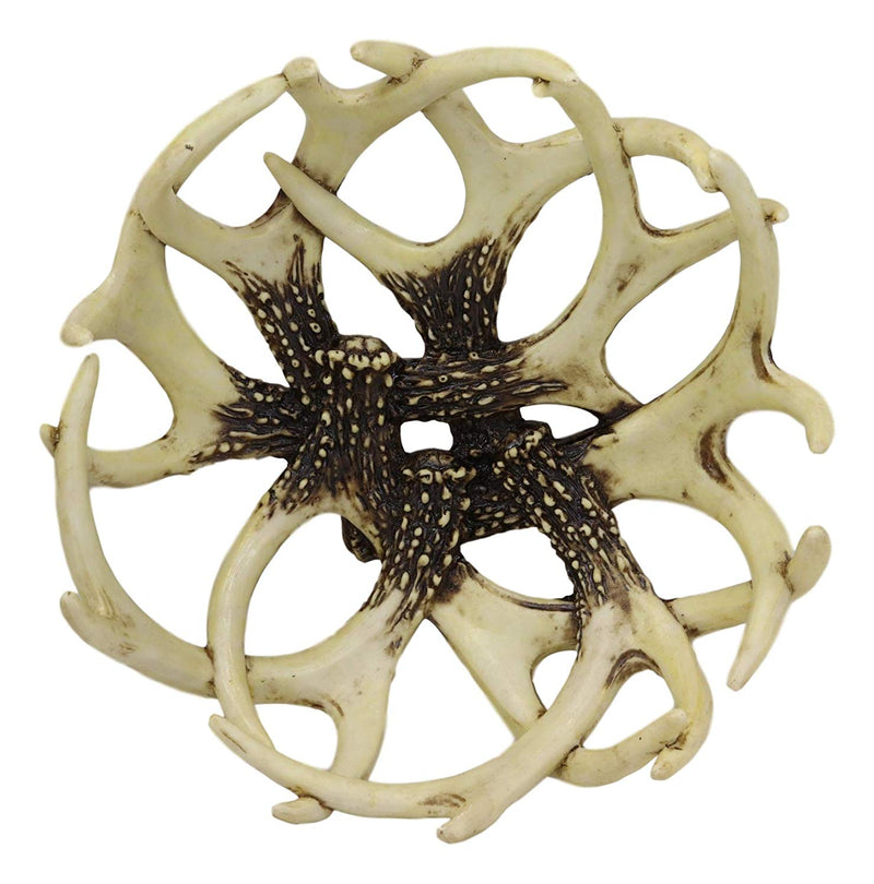 Ebros Large 12"Dia Rustic Hunters Entwined Stag Deer Antlers Rack Fruit Display Basket