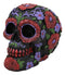 Ebros Black Day of The Dead Floral Blooms Sugar Skull Figurine DOD Skulls 6" L
