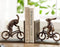 Ebros Gift Cast Iron And Aluminum Metal Whimsical Rabbit Bunnies On Bikes Bookends 7.25"Tall Set Of 2