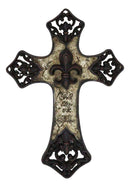 Rustic Southwestern Tuscany French Fleur De Lis God Bless Our Home Wall Cross