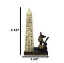 Egyptian Jackal Dog Deity Anubis Kneeling Hieroglyphic Obelisk Incense Burner