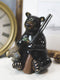 Western Rustic Hunter Black Bear Holding Shotgun And Mallard Duck Figurine Decor