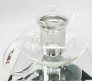 Thermal Resistant Borosilicate Glass Tea Pot Stainless Steel Leaf Infuser 48oz