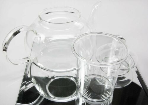 Ebros Glass Tea Pot With Tea Leaves Infuser Medium 5.25" Tall 28 Ounce Capacity