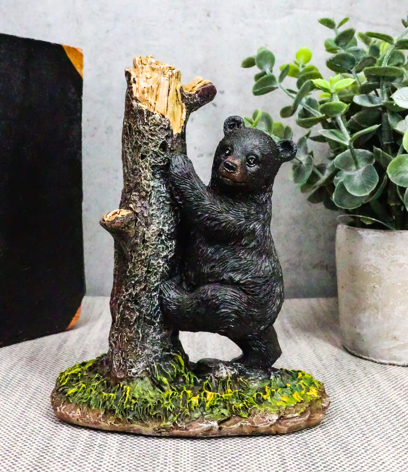 Ebros 5.5" Tall Realistic Black Bear Climbing Tree Trunk Statue Rustic Wildlife - Ebros Gift