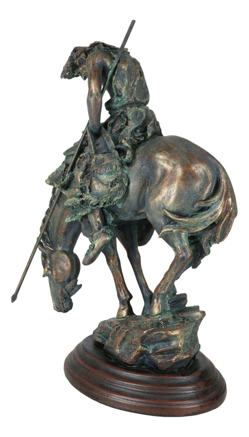 Large End of Trail Bronze Finish Native American Warrior On Horse Figurine