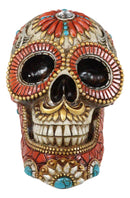Aztec Indian Boho Mayan Fire God Tooled Floral Turquoise Orange Stones Skull