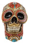 Aztec Indian Boho Mayan Fire God Tooled Floral Turquoise Orange Stones Skull