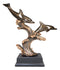 Ebros Nautical Marine 2 Dolphins Surfing Ocean Waves Electroplated Bronze Resin Statue