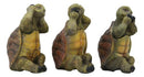 Wisdom Of The Ocean Whimsical See Hear Speak No Evil Sea Turtles Figurine Set