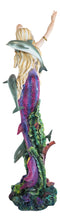 Ebros Large Nouveau Nautical Iris Tail Mermaid Swimming W/  Dolphins Statue 27"H