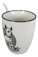 Wicca Sacred Hellhound Pentagram Devil Dog Porcelain Mug With Spoon Set 13oz