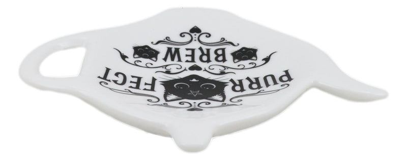 Pack Of 2 Wicca Purrfect Brew Cat Porcelain Tea Spoon Or Bag Rest Petite Plate