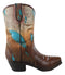 Rustic Western Cowboy Turquoise Cowhide Pattern Boot Flower Vase Planter Decor