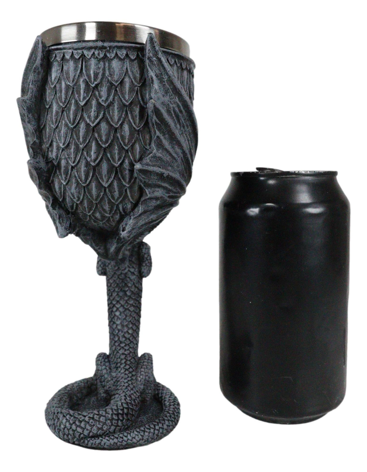 Archaic Gray Stone Dragon Atlas Bearing Globe Of Scales Wine Goblet Chalice Cup