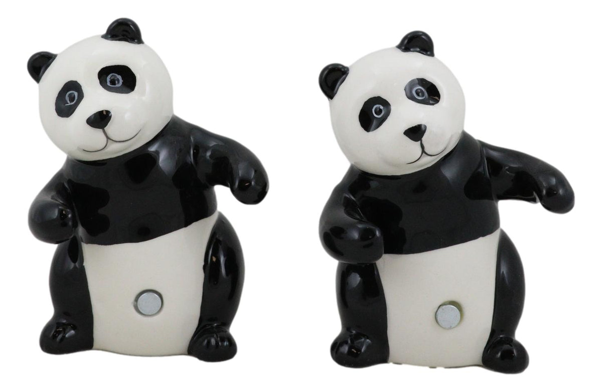 Ceramic Hugging And Dancing Giant Panda Bears Salt And Pepper Shakers Set Decor - Ebros Gift