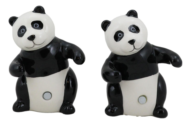 Ceramic Hugging And Dancing Giant Panda Bears Salt And Pepper Shakers Set Decor