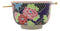 Ebros Victorian Colorful Floral Blooms Ramen Udon Noodles Large 6.25" Diameter Soup Bowl With Built In Rest and Bamboo Chopsticks Set for Rice Pasta Salad