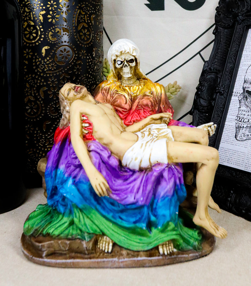 Ebros Santa Muerte Piadosa In Rainbow Robe Statue La Pieta Of The Most Holy Death