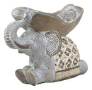 Ebros Gold Mosaic Design Elephant Laying Down W/ Trunk Up Holding Bowl Decor