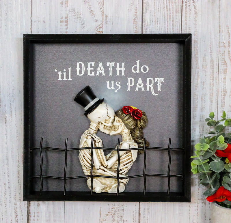 Till Death Do Us Part Skeleton Bride and Groom Kissing Wall Decor Picture Frame
