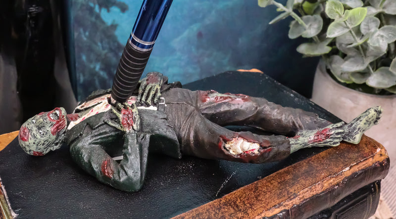 Ebros Gift Walking Dead Zombie Hunter Pen Holder Figurine 6.75"L Office Desktop Walker Apocalypse Pencil Holder