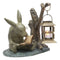 Aluminum Whimsical Bunny Rabbit Reading Book By Midnight Candle Lantern Statue