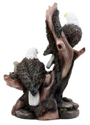 Ebros Wildlife Habitat Bald Eagle Family In Nest Statue 12"H Eagle Mate With Nestlings