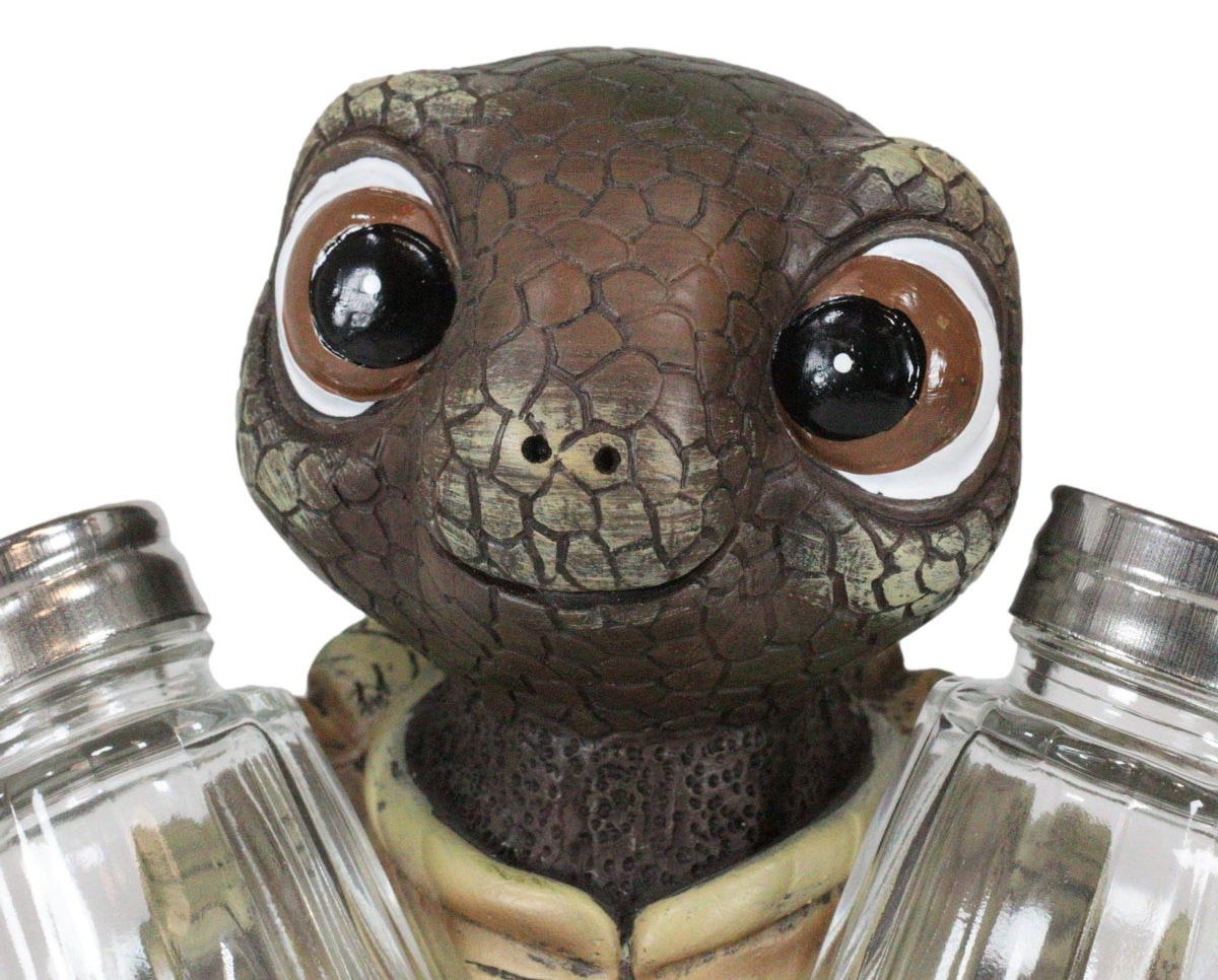 Shell Spice Marine Baby Tortoise Turtle Salt And Pepper Shakers Holder Figurine