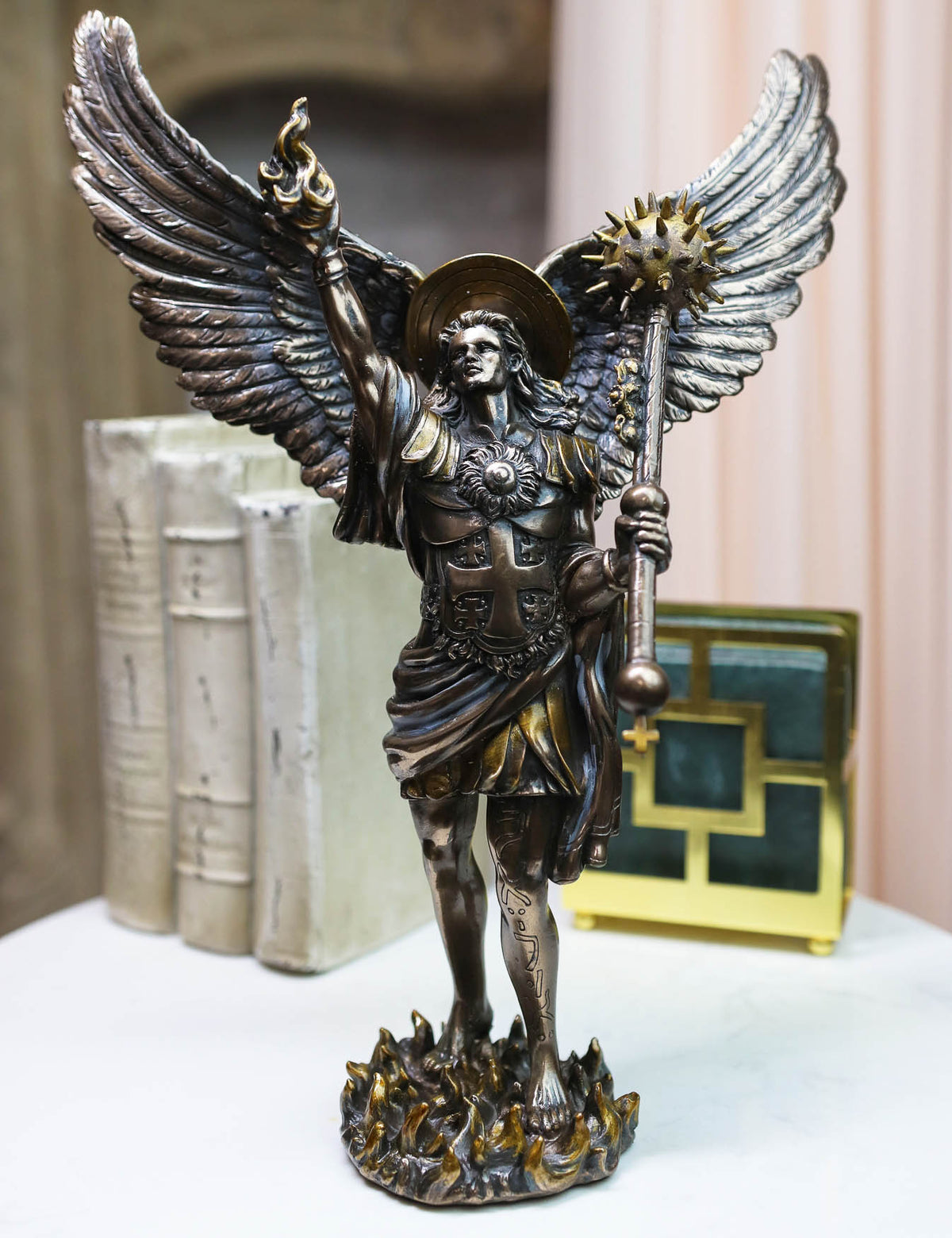 Ebros Saint Uriel Archangel Statue Light of God Cherub Angel of Repentance Figurine - Ebros Gift