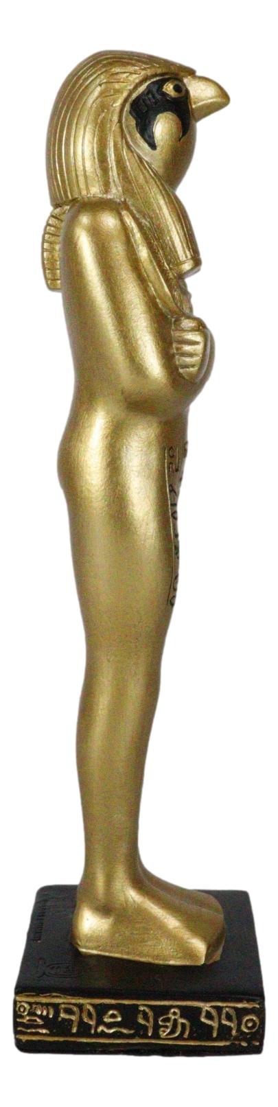 Egyptian Golden God Horus King Tut Sarcophagus Mummy With Hieroglyphs Figurine