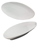 Ebros Contemporary Sleek Design Natural White Porcelain Large Oval Plates Serving Platters (SET OF 2, 20"Long)