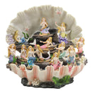 Ebros 12.25" Wide Colorful Nautical Ocean Giant Clam Shell of The Coral Reefs Display Stand with 12 Miniature Mermaids Figurine Set Fantasy Mermaid Mergirls - Ebros Gift