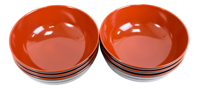 Pack Of 6 Red Black Melamine Ridged Rice Pasta Salad ereal Soup Bowls 54oz 8"D